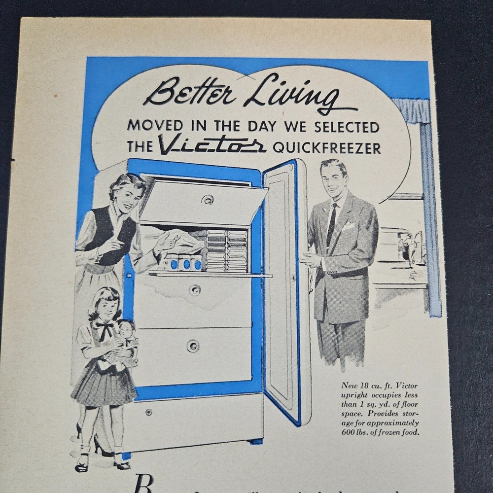1953 Victor Products Corporation Quickfreezer Vintage Print‎ Ad Hagerstown MD